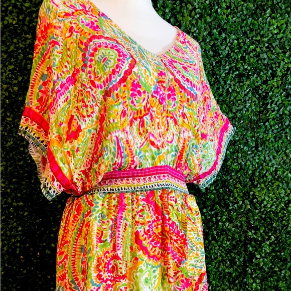 EUC! Tribal Brand mini dress in vibrant paisley-like pattern! Size Medium! - Picture 1 of 12